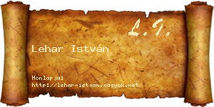 Lehar István névjegykártya